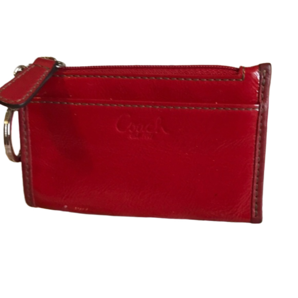 Coach Coin/Key Chain, Red, 2 Side pockets  EUC